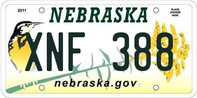 NE license plate XNF388