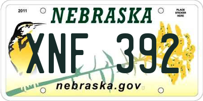 NE license plate XNF392