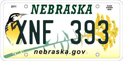 NE license plate XNF393