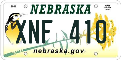 NE license plate XNF410