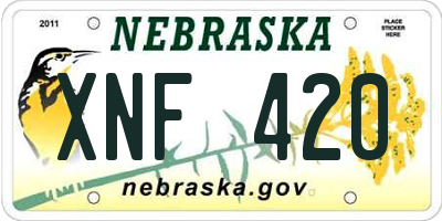 NE license plate XNF420