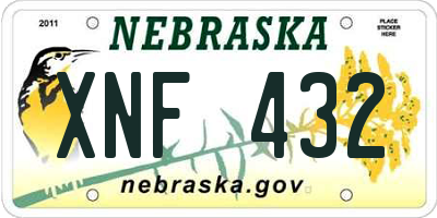 NE license plate XNF432