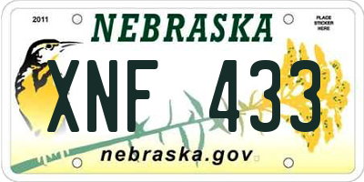 NE license plate XNF433