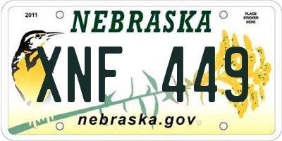 NE license plate XNF449