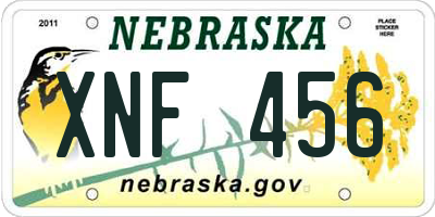 NE license plate XNF456
