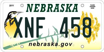 NE license plate XNF458