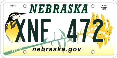 NE license plate XNF472
