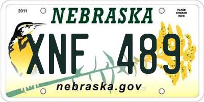NE license plate XNF489