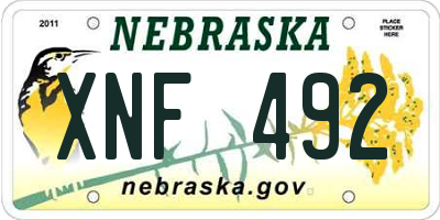 NE license plate XNF492