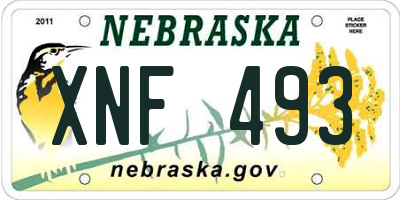 NE license plate XNF493
