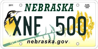 NE license plate XNF500