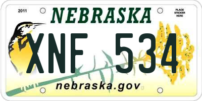 NE license plate XNF534