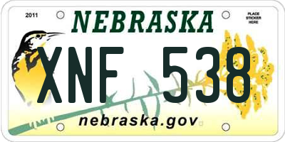 NE license plate XNF538