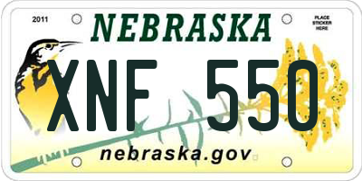 NE license plate XNF550