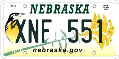 NE license plate XNF551