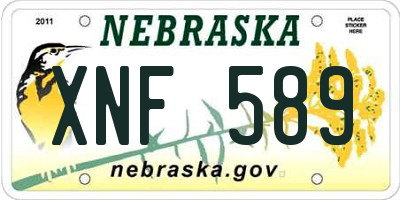 NE license plate XNF589