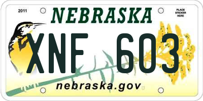 NE license plate XNF603