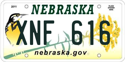 NE license plate XNF616