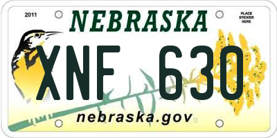 NE license plate XNF630