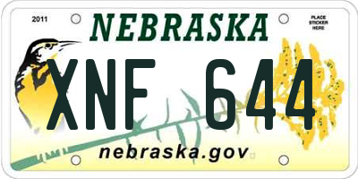 NE license plate XNF644