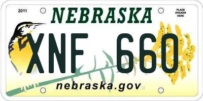 NE license plate XNF660