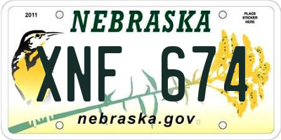 NE license plate XNF674