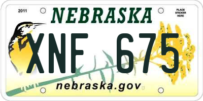 NE license plate XNF675