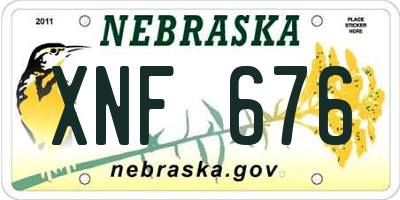 NE license plate XNF676