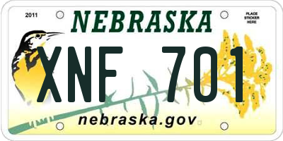 NE license plate XNF701