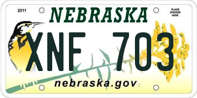 NE license plate XNF703