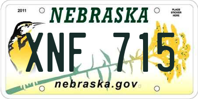 NE license plate XNF715