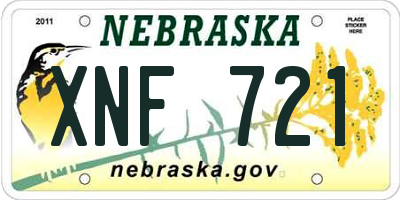 NE license plate XNF721