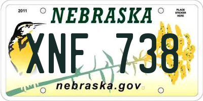 NE license plate XNF738