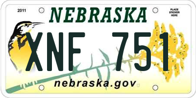 NE license plate XNF751