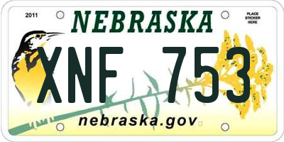 NE license plate XNF753