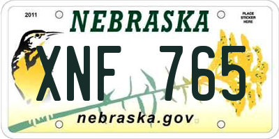 NE license plate XNF765