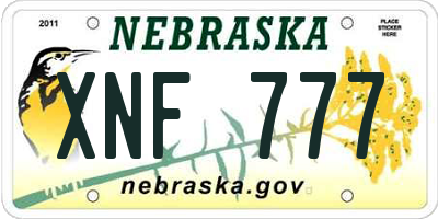 NE license plate XNF777