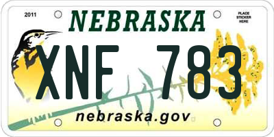 NE license plate XNF783