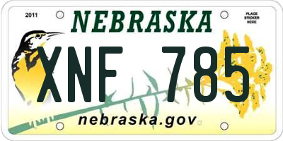 NE license plate XNF785