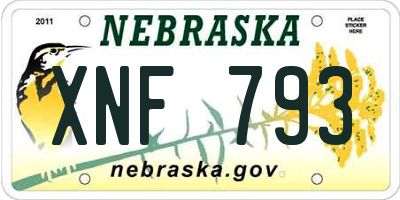 NE license plate XNF793