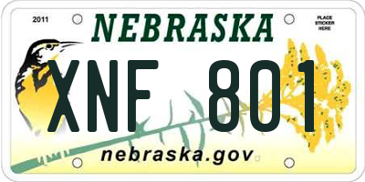 NE license plate XNF801
