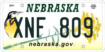 NE license plate XNF809