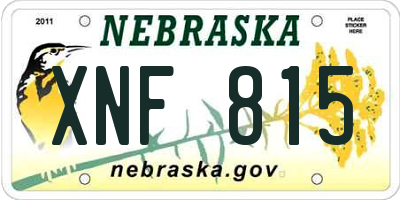 NE license plate XNF815