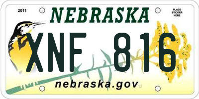 NE license plate XNF816