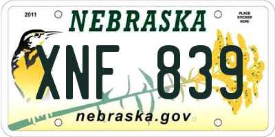 NE license plate XNF839