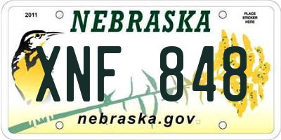 NE license plate XNF848