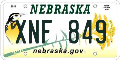 NE license plate XNF849