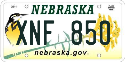 NE license plate XNF850
