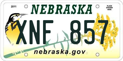 NE license plate XNF857