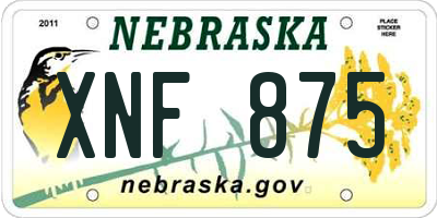 NE license plate XNF875
